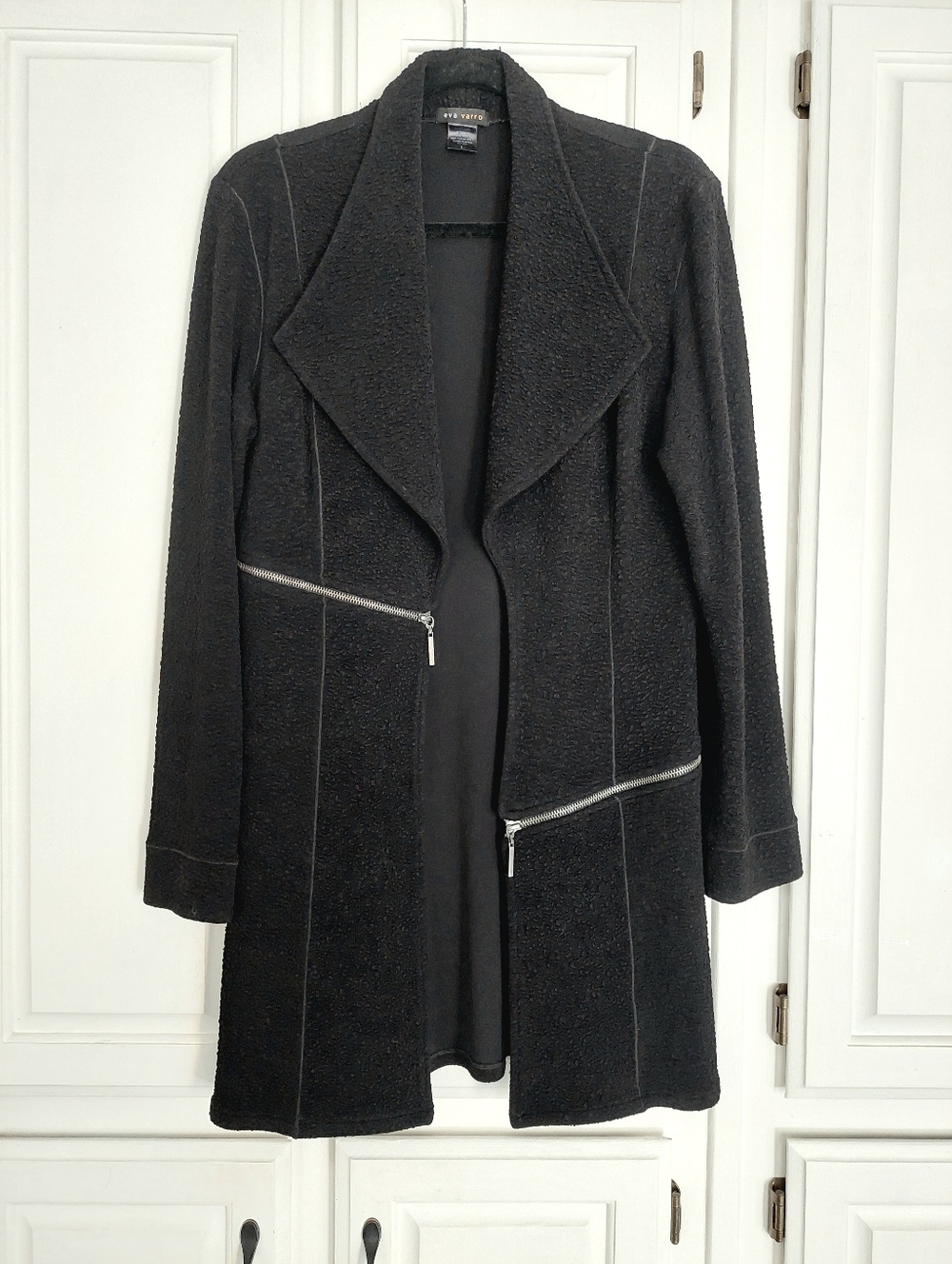 Eva Varro Barcelona Pebble Textured Knit Jacket in Black Size L - Picture 3 of 14